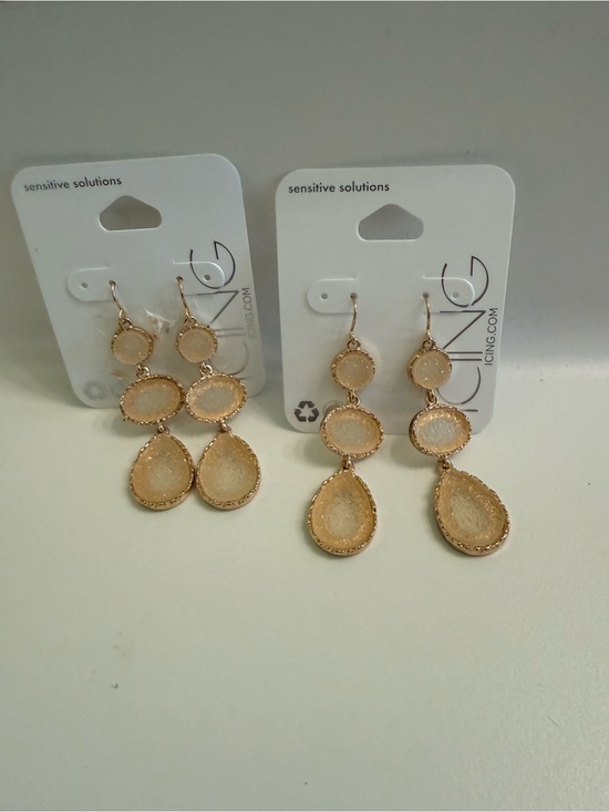 Icing Jewelry - Icing Gold-Tone Champagne Druzy Triple Drop Earrings
